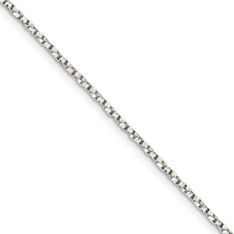 1.75mm Sterling Silver, Solid Twisted Box Chain Necklace, 30 Inch